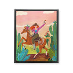 Cute cowgirl on a horse Framed Canvas Print Gallery Image 8