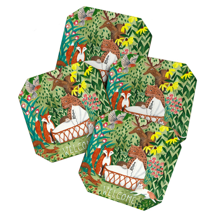 Cute green floral jungle Animals Baby Crib  Coaster Gallery Image 1