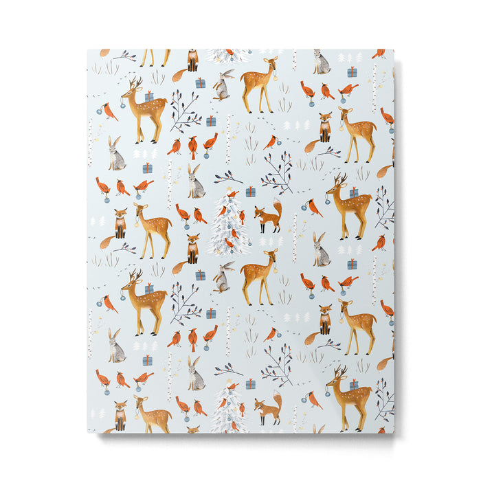 Cute woodland animals winter snow tree Metal Print Gallery Image 1