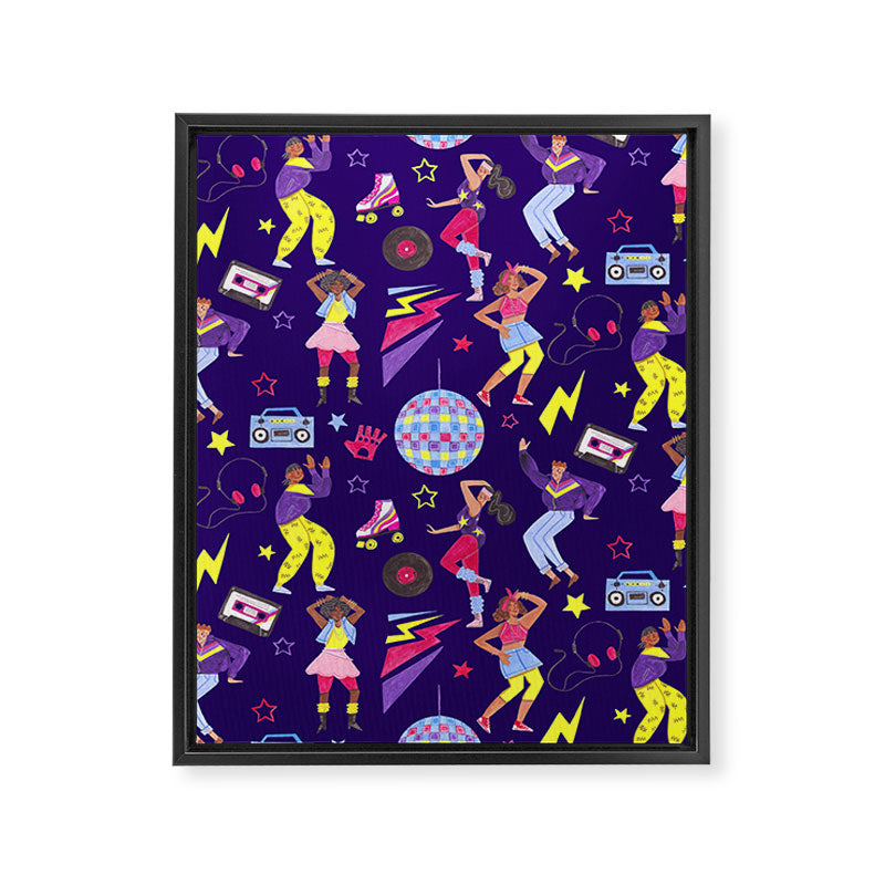 Disco people pattern Framed Canvas Print Gallery Image 8