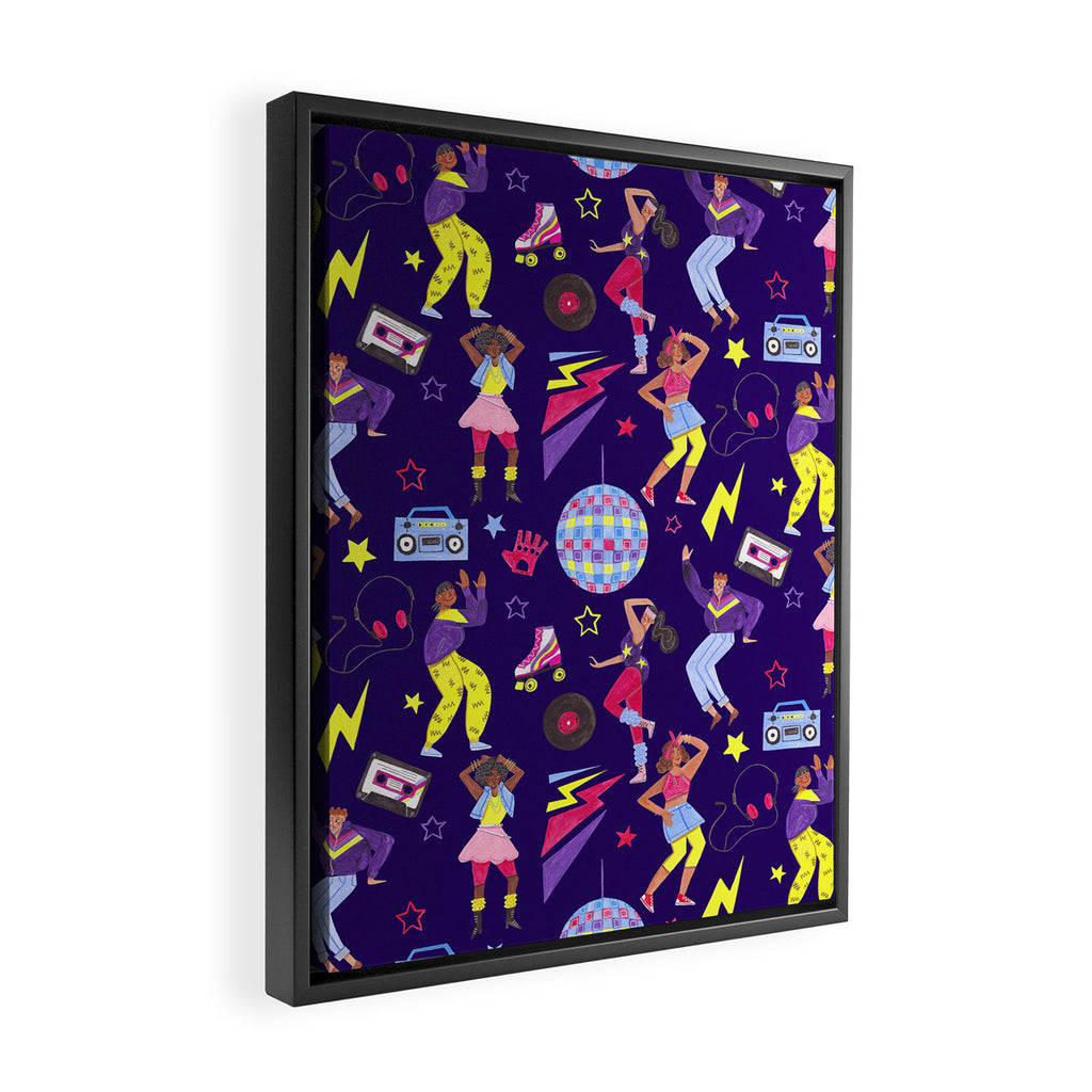 Disco people pattern Framed Canvas Print Gallery Image 2