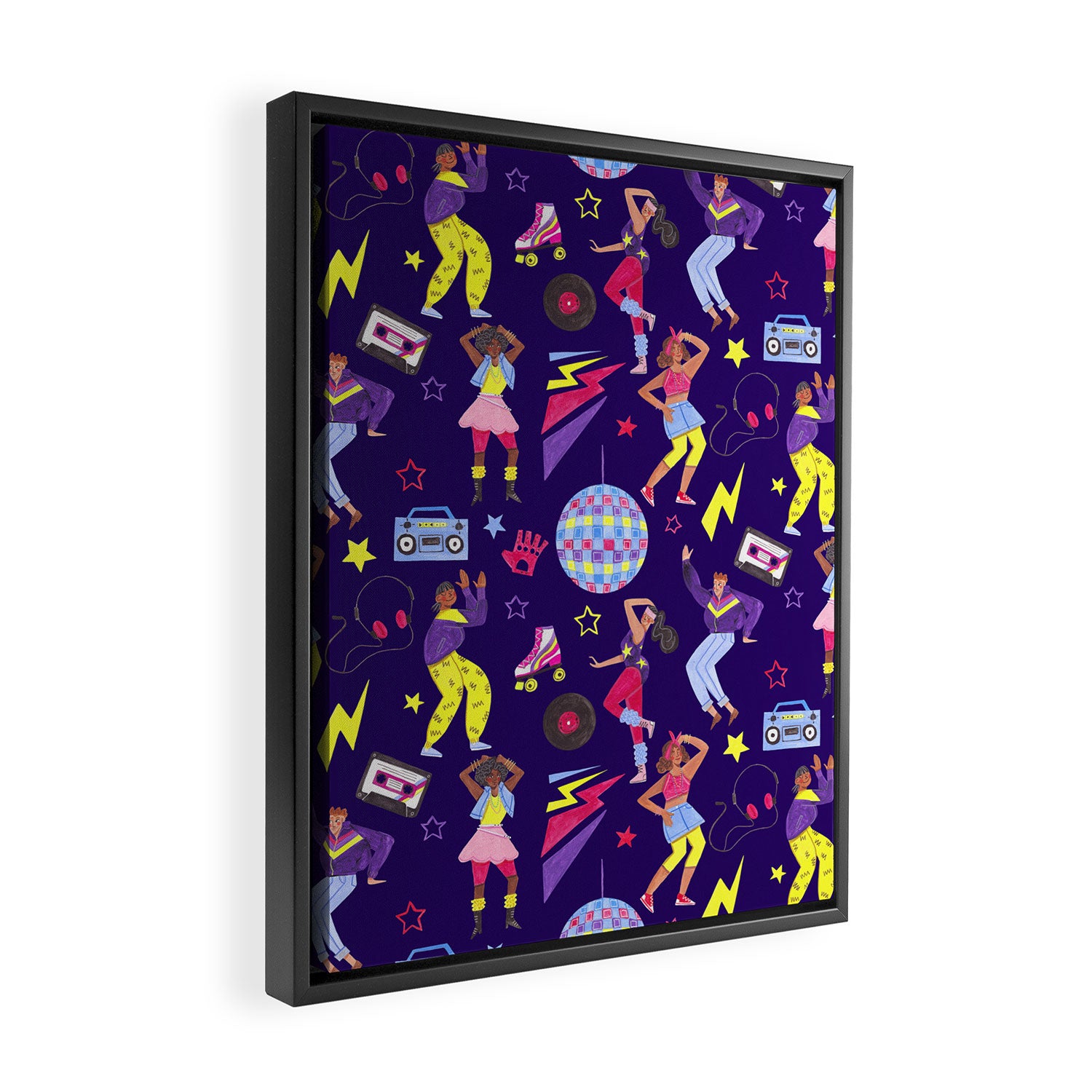 Disco people pattern Framed Canvas Print Gallery Image 2