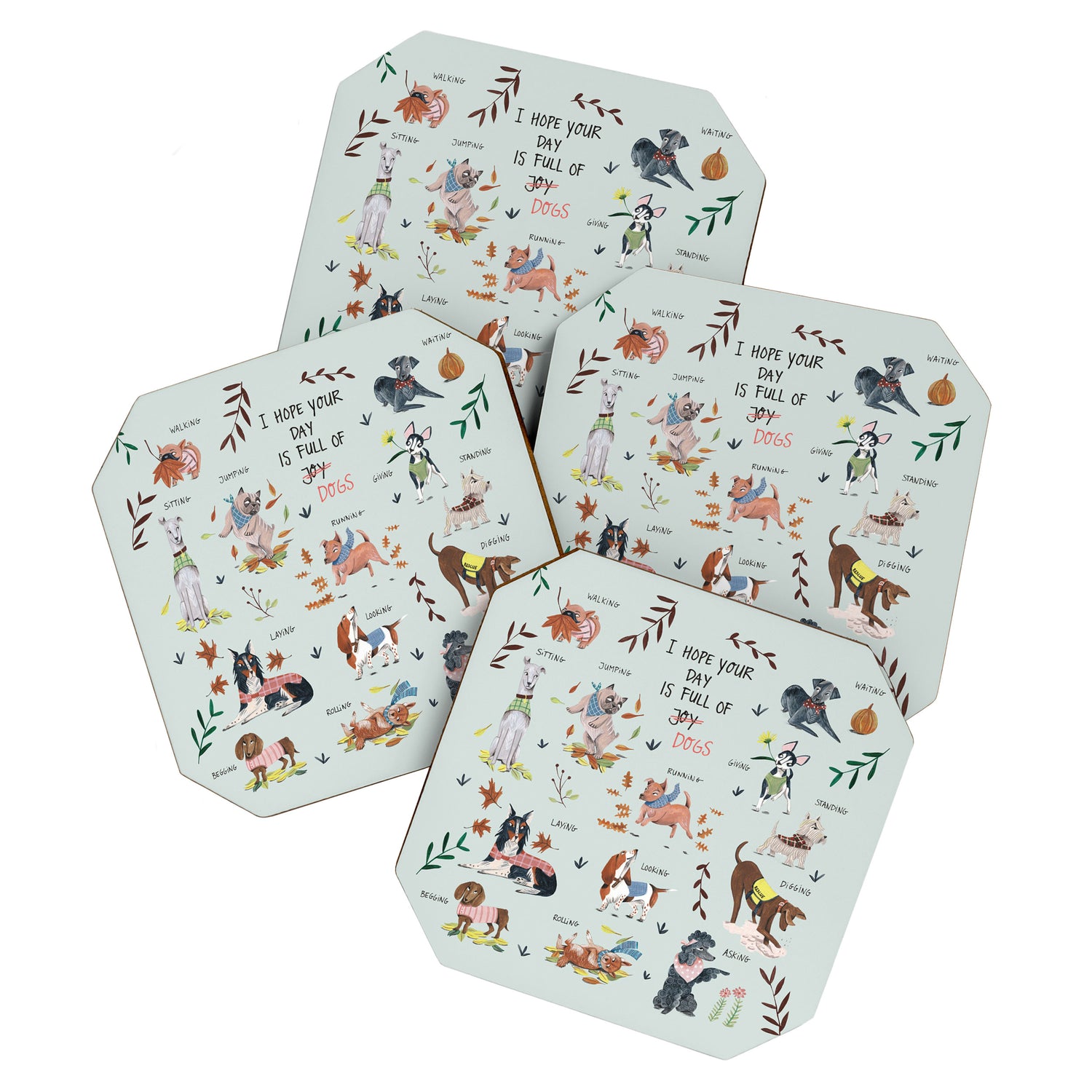 Dog lover person cute dogs breed pattern Coaster Gallery Image 1