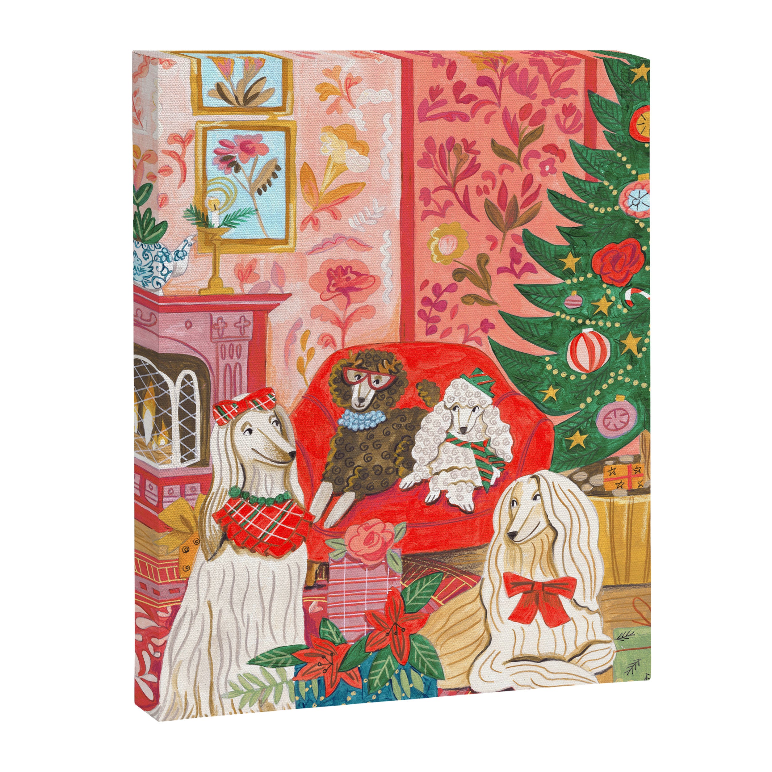 Dogs in cosy living room in bright colours Canvas Print Gallery Image 8