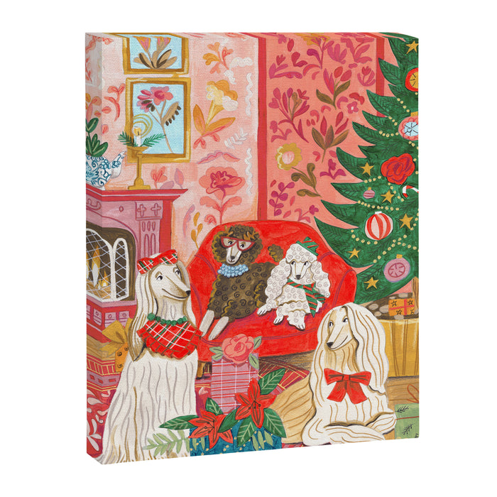 Dogs in cosy living room in bright colours Canvas Print Gallery Image 1