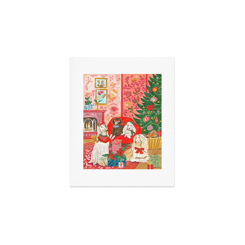 Dogs in cosy living room in bright colours Art Print Gallery Image 1