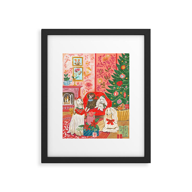 Dogs in cosy living room in bright colours Framed Art Print Gallery Image 6