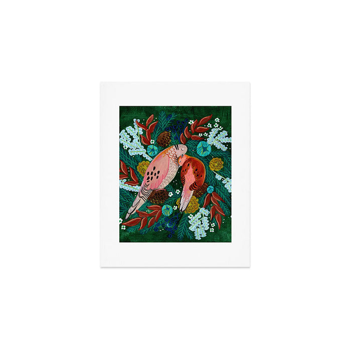 Festive Winter turtle Doves Art Print Gallery Image 1