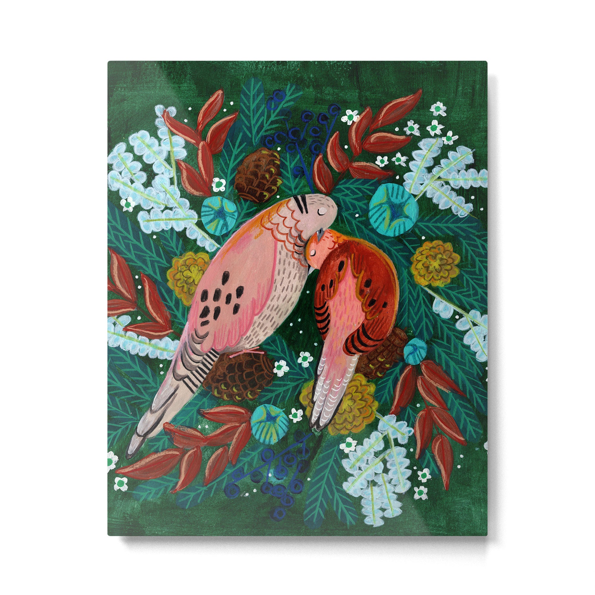 Festive Winter turtle Doves Metal Print Gallery Image 6