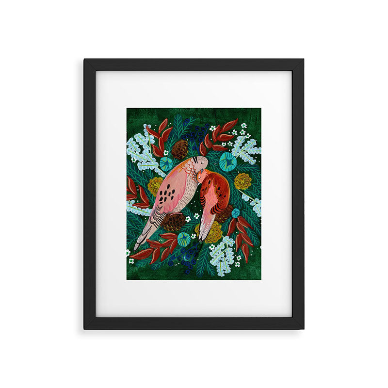 Festive Winter turtle Doves Framed Art Print Gallery Image 6