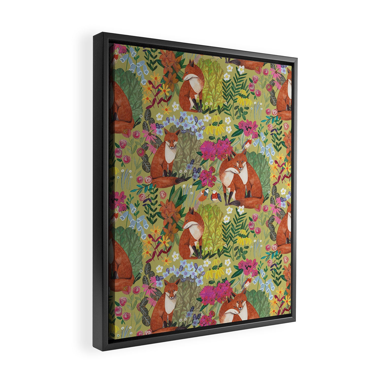 fox pattern Framed Canvas Print Gallery Image 2