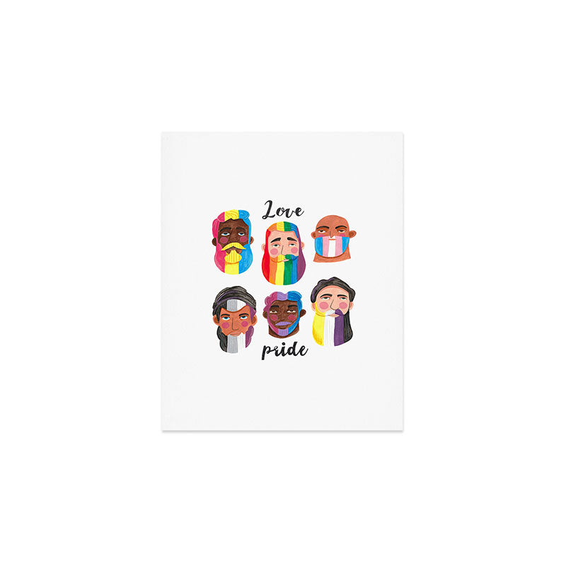 Gay pride rainbow gender flags beard men Art Print Gallery Image 1