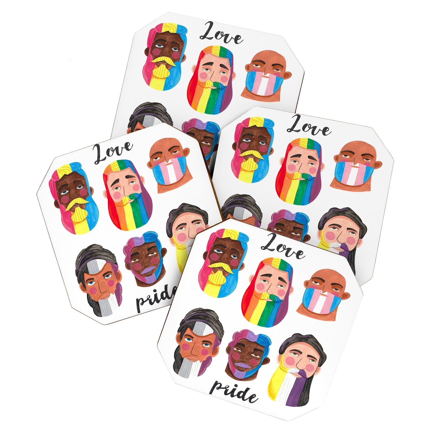 Gay pride rainbow gender flags beard men Coaster Gallery Image 1