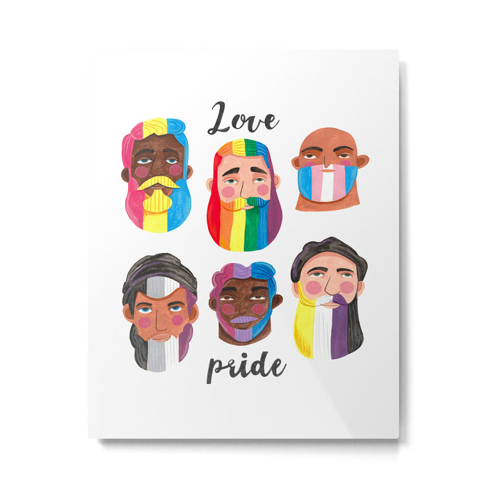 Gay pride rainbow gender flags beard men Metal Print Gallery Image 1