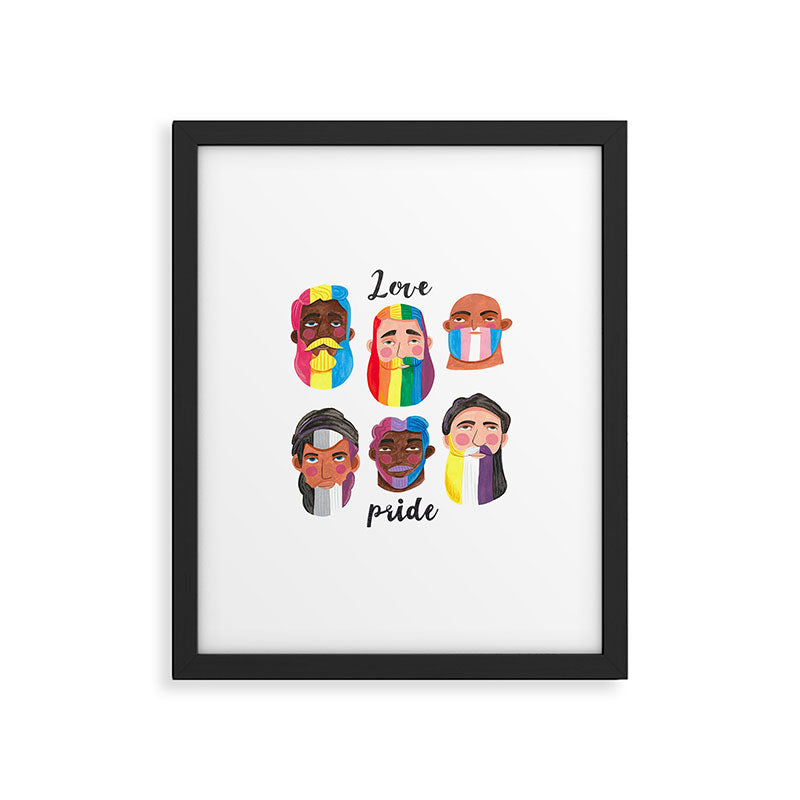 Gay pride rainbow gender flags beard men Framed Art Print Gallery Image 6