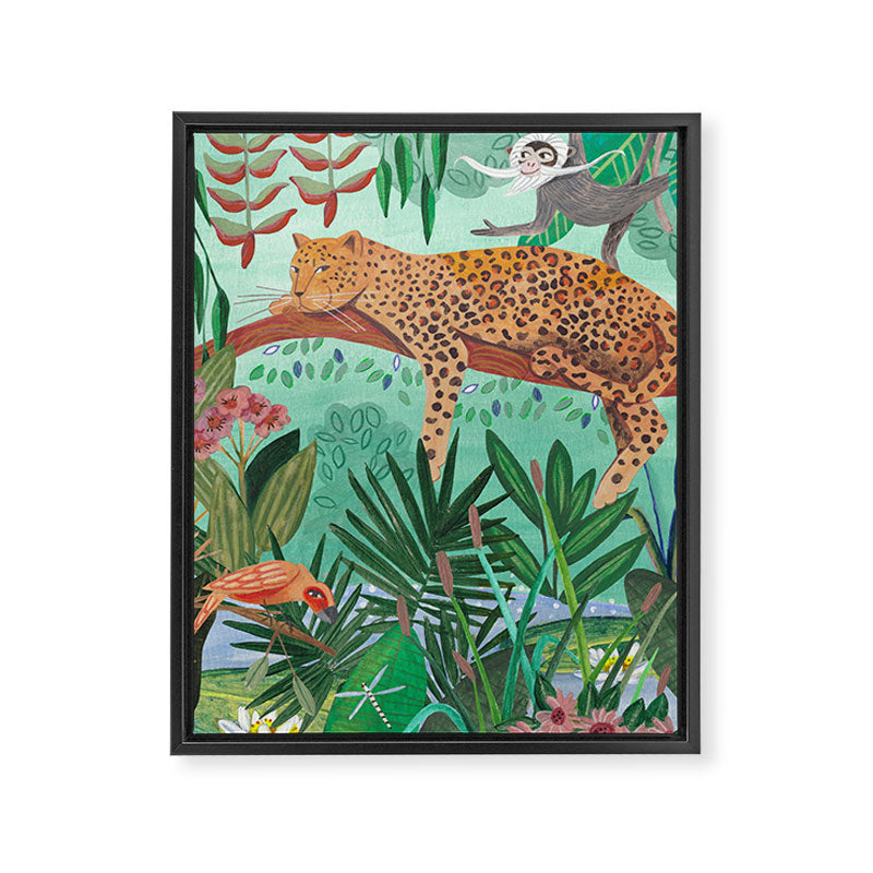 Leopard in the jungle Framed Canvas Print Gallery Image 8