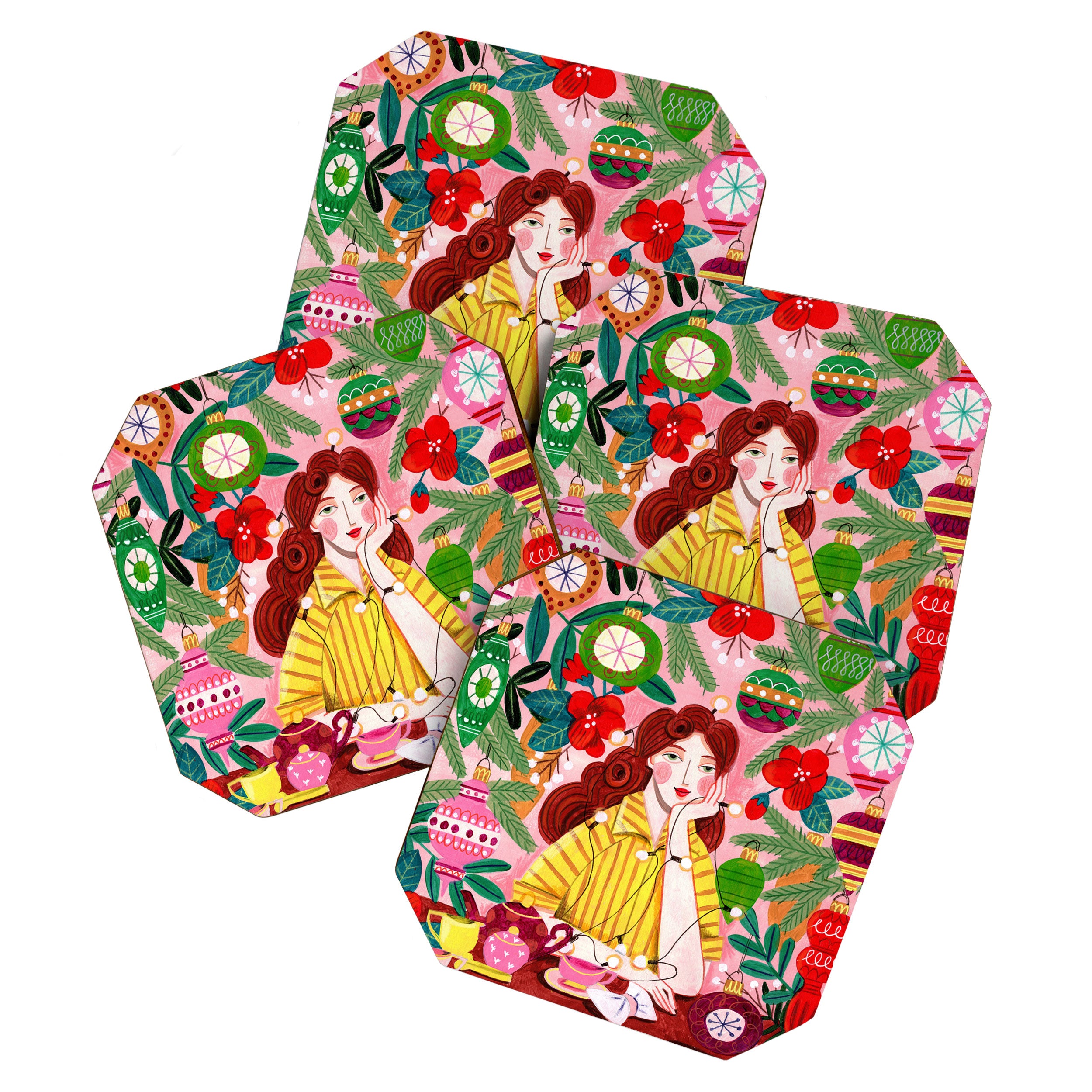 Midcentury Festive Christmas Woman Coaster Gallery Image 1