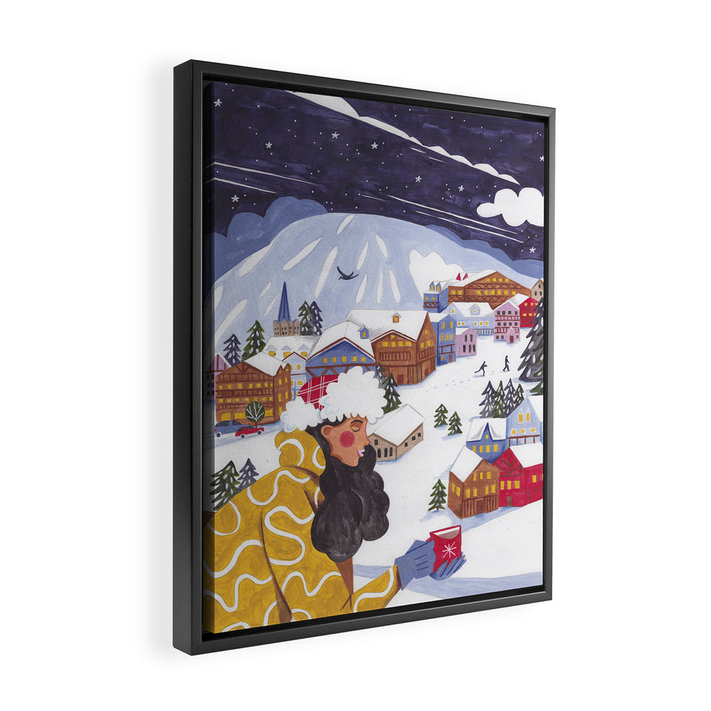 Modern woman in the Alps Framed Canvas Print Gallery Image 2