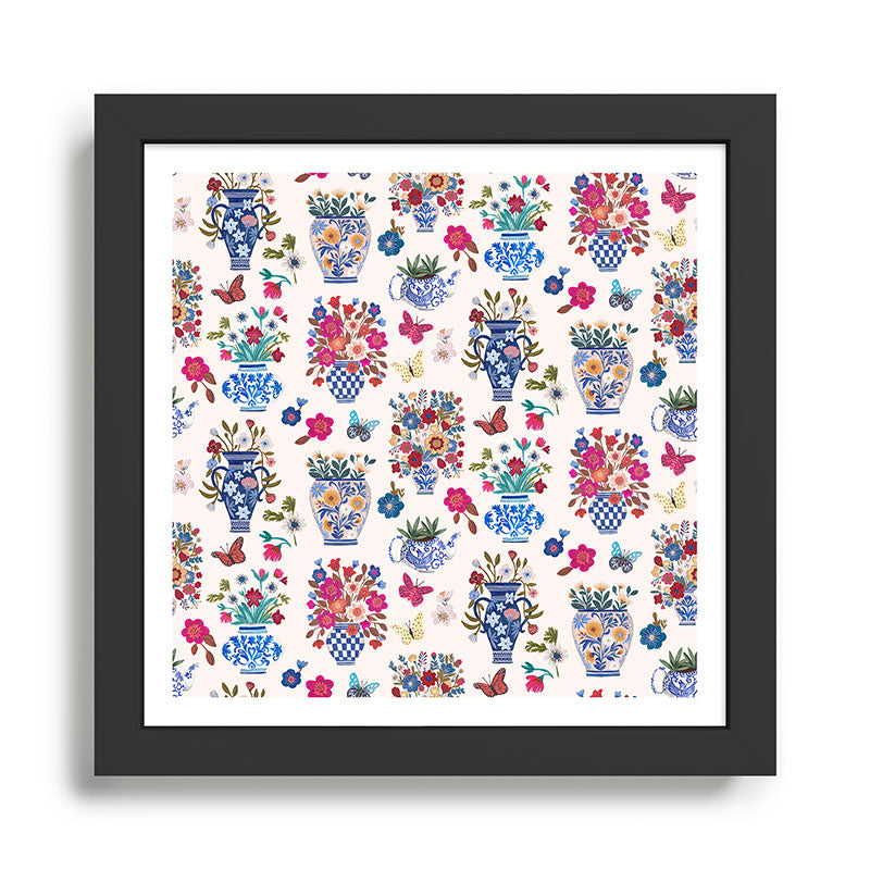 Nostalgic flower vases Framed Art Print Gallery Image 1