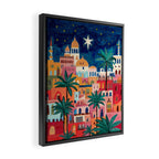 Oriental city under a starry sky in bright colours Framed Canvas Print Gallery Image 2