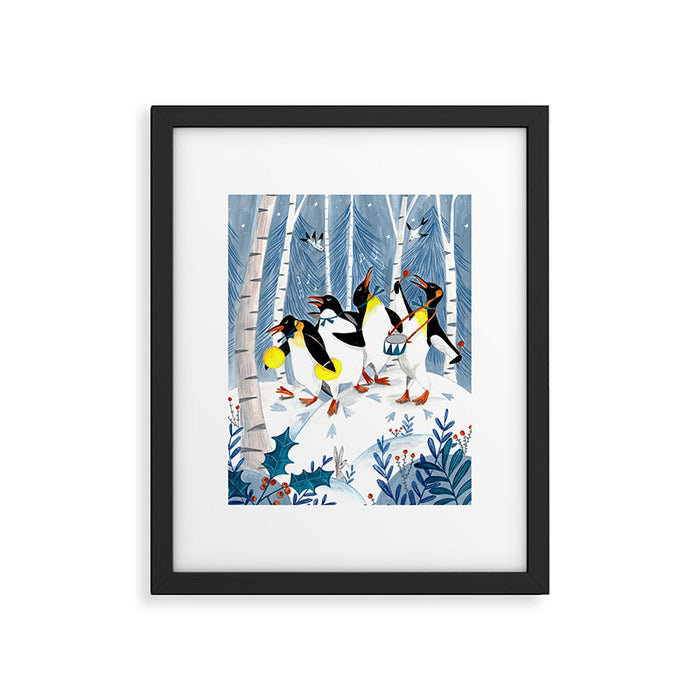 Penguin music festive holiday Framed Art Print Gallery Image 1