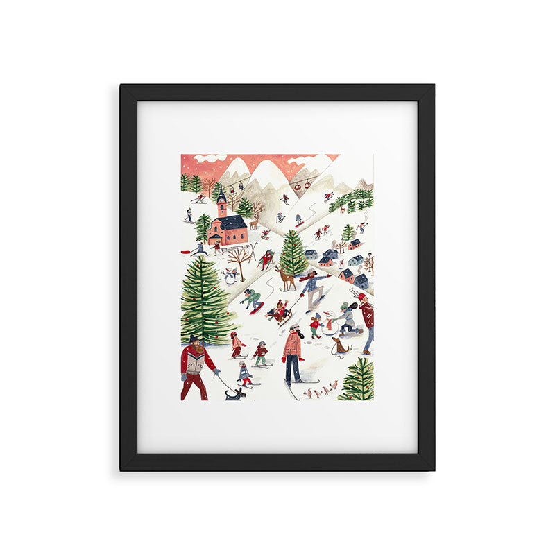 Skiing in snow mountains Framed Art Print Gallery Image 5