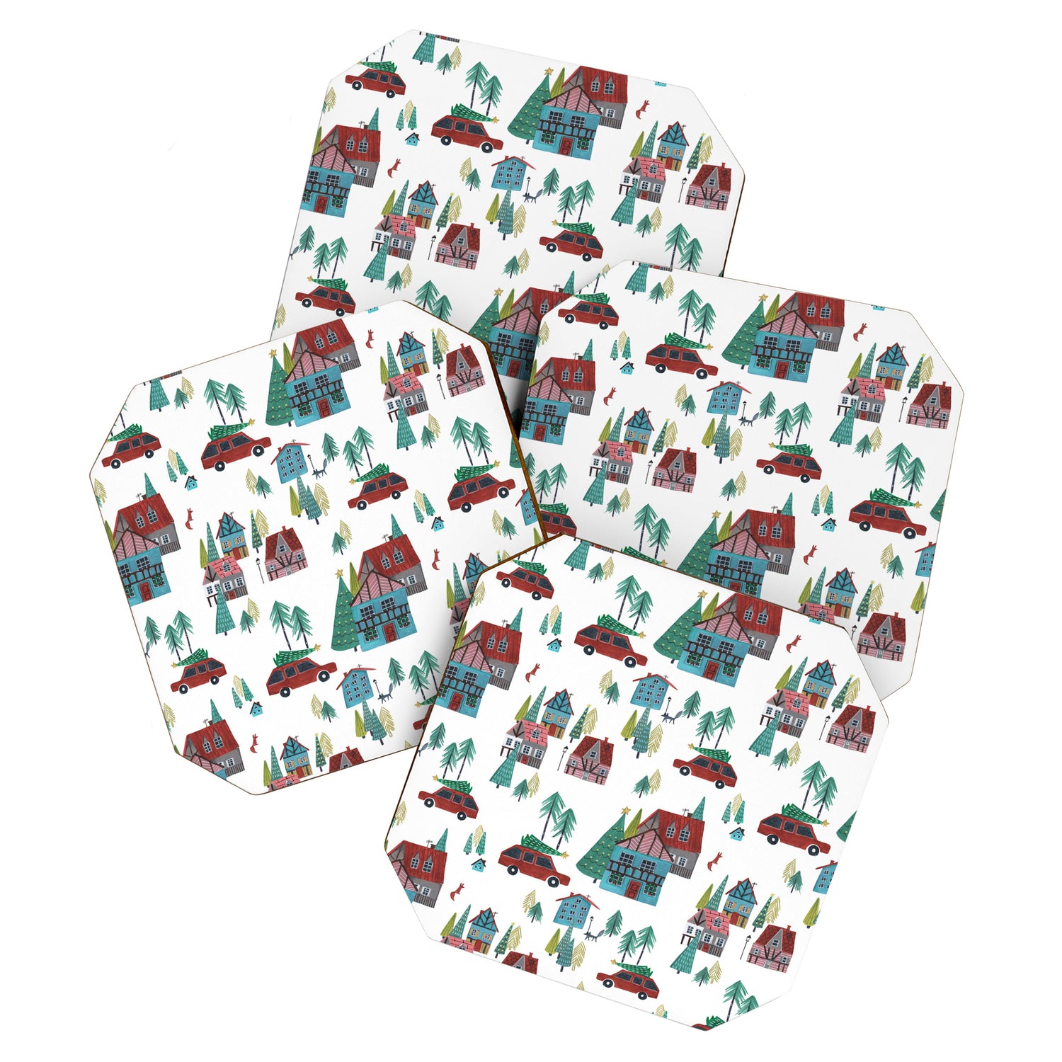 Skiing Winter Village Coaster Gallery Image 1