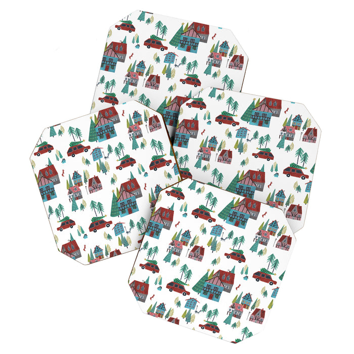 Skiing Winter Village Coaster Gallery Image 1