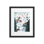 Skiing Winter Village Framed Art Print Gallery Image 5