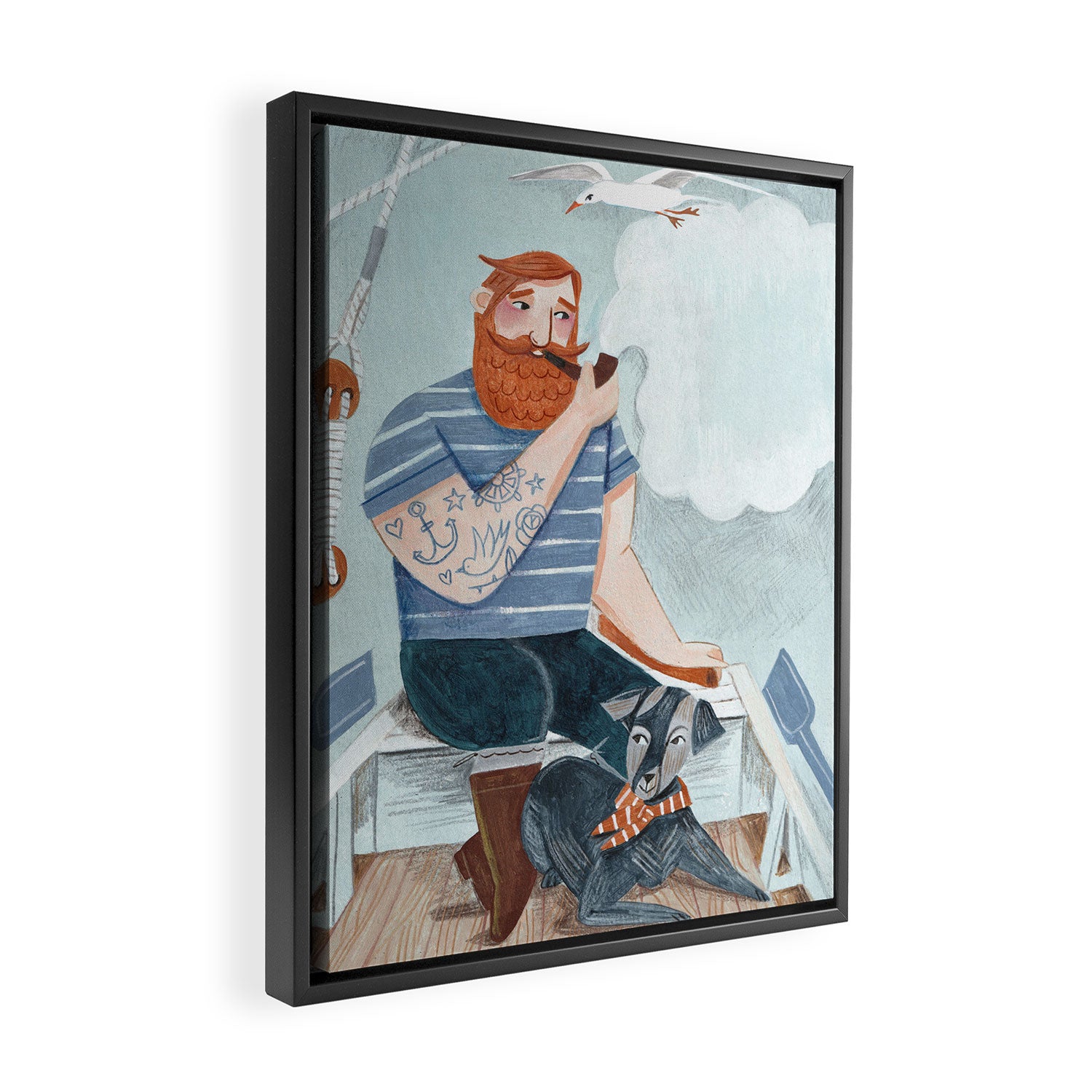 Skipper and Dog Framed Canvas Print Gallery Image 2