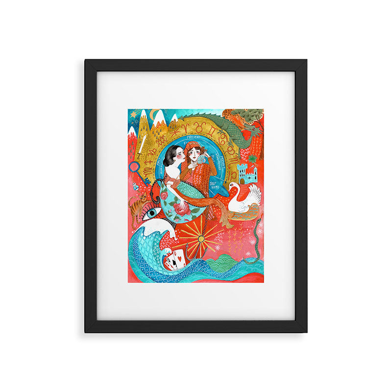 Spiritual tea leaf reading good fortune ladies Framed Art Print Gallery Image 5