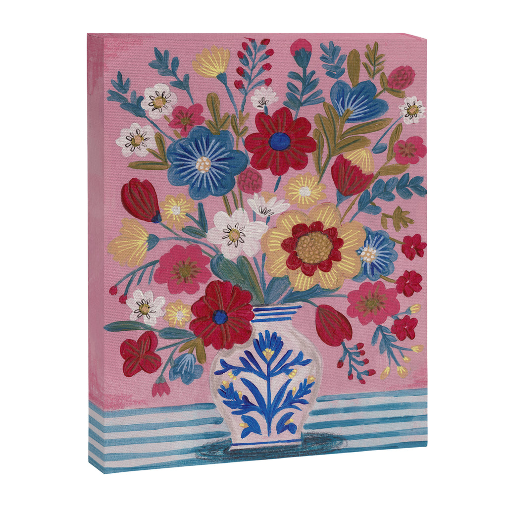 Still life Delft Blue Vase Bouquet Bright colours Canvas Print Gallery Image 6