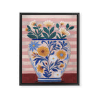 Still life pastel colours flowered pot with flowers Framed Canvas Print Gallery Image 6