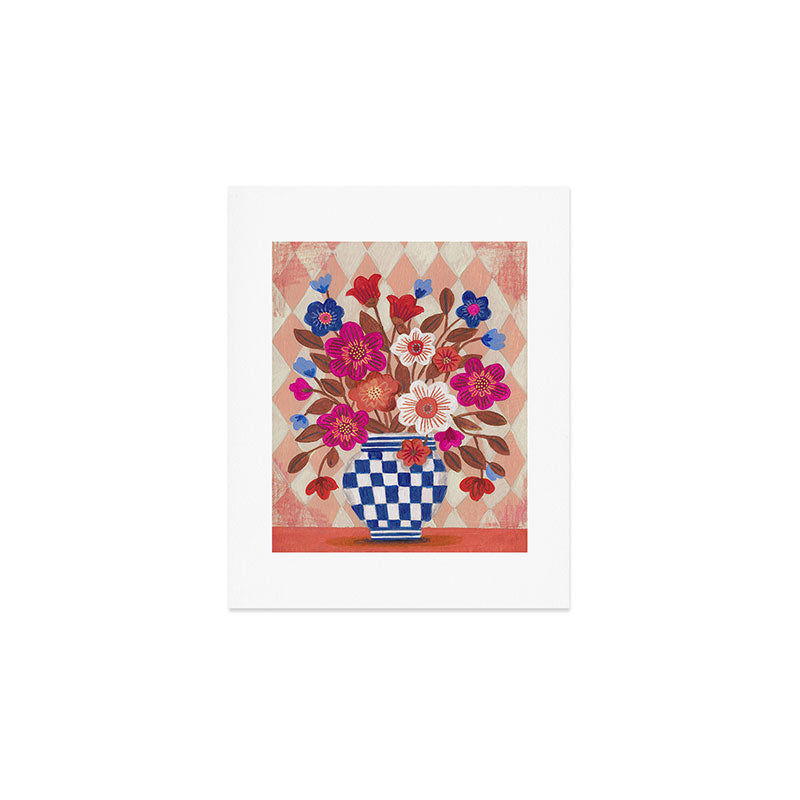 Still life Vase with Bouquet Bright colours Art Print Gallery Image 1