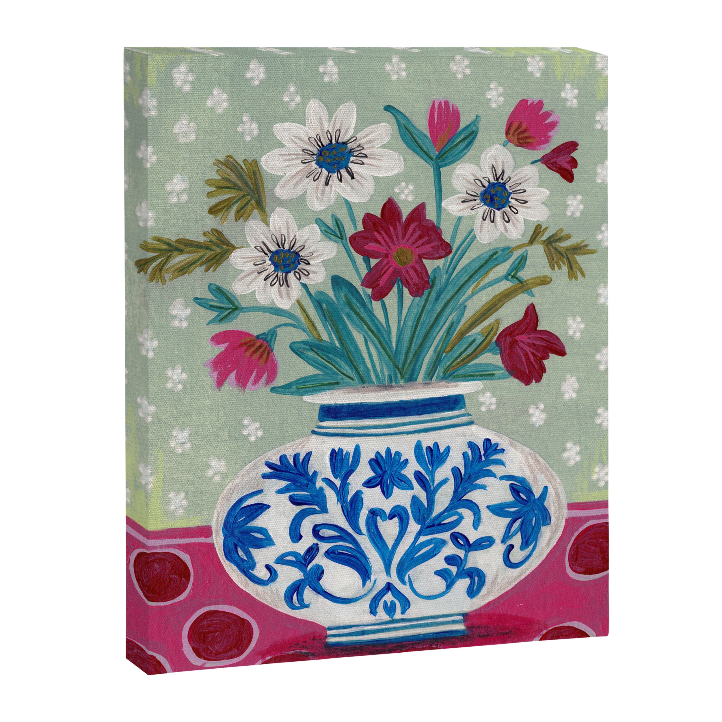 Still Life Vase with Wild Flowers Bouquet Bright colours Canvas Print Gallery Image 6