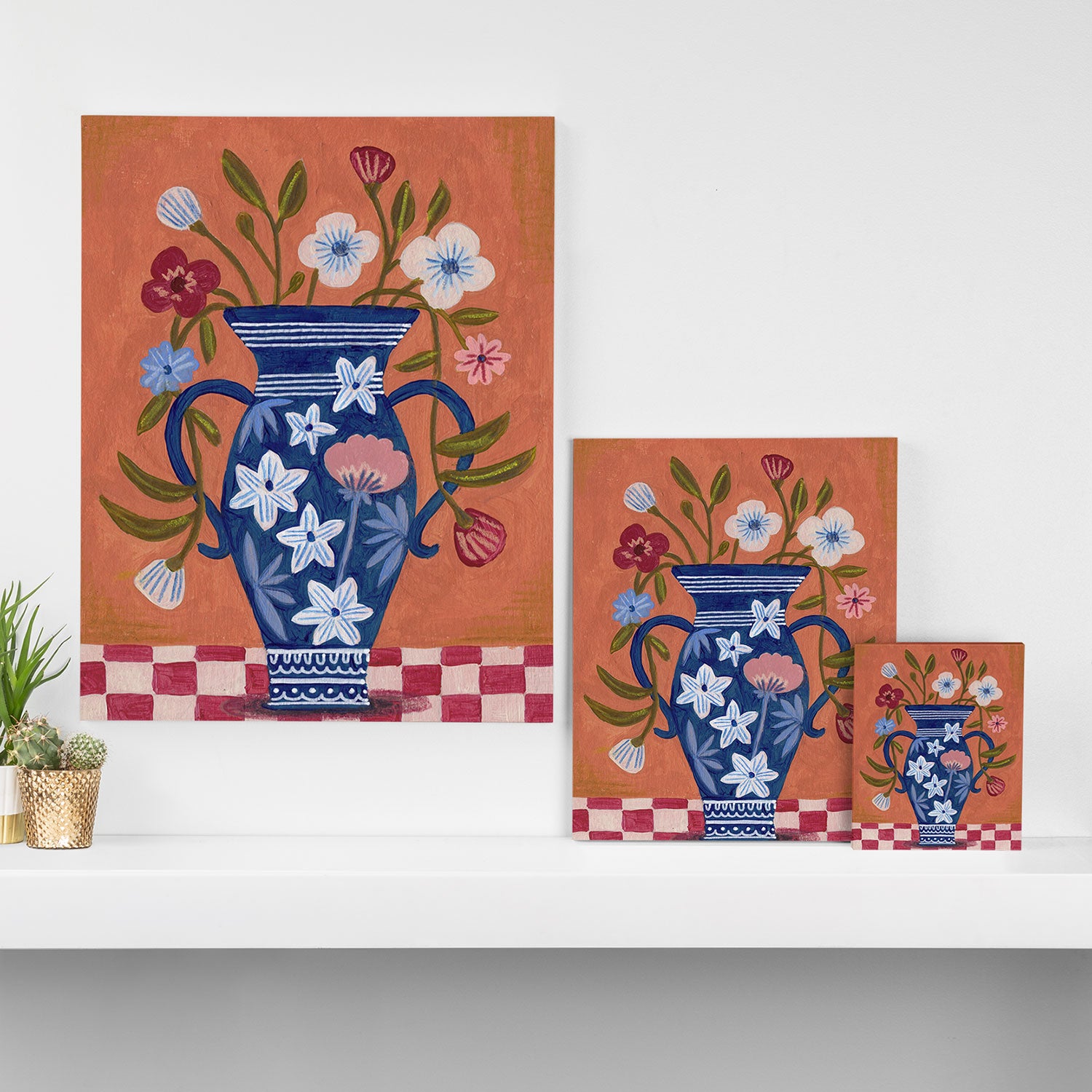 Still Life Wild Flowers Bouquet in Vase Bright colours Canvas Print Gallery Image 3