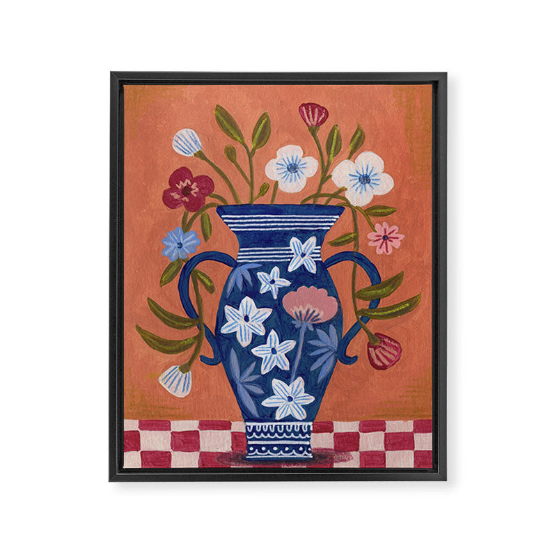 Still Life Wild Flowers Bouquet in Vase Bright colours Framed Canvas Print Gallery Image 3