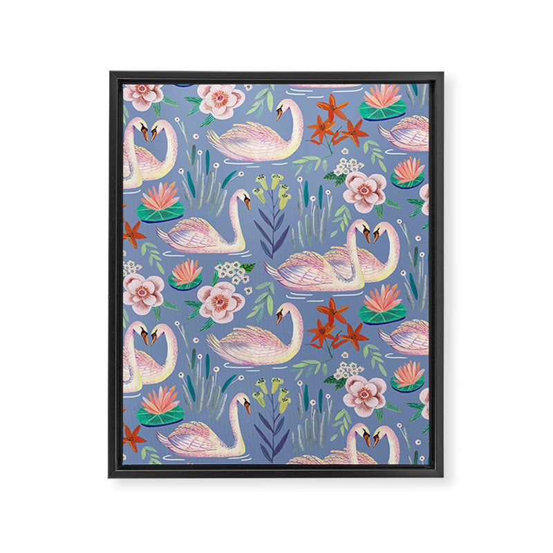 Swan Pattern Framed Canvas Print Gallery Image 8