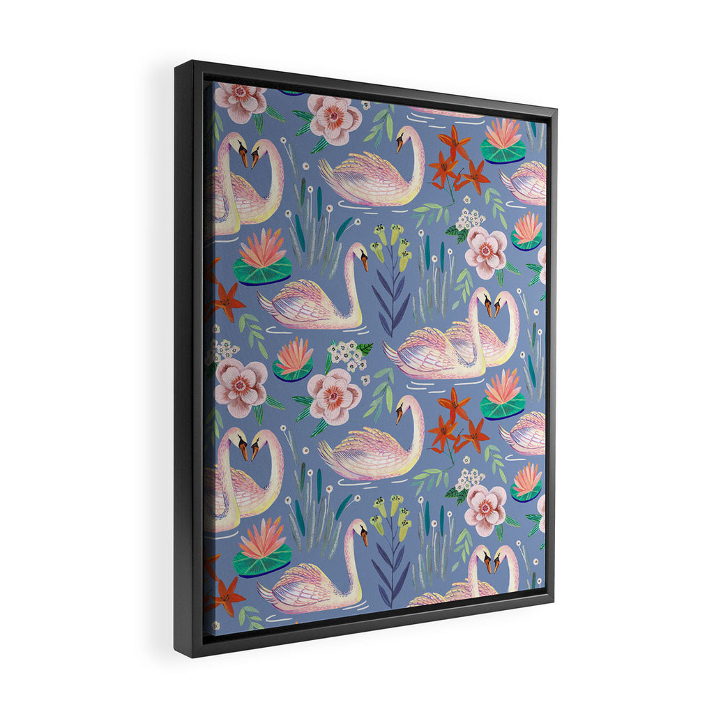Swan Pattern Framed Canvas Print Gallery Image 2