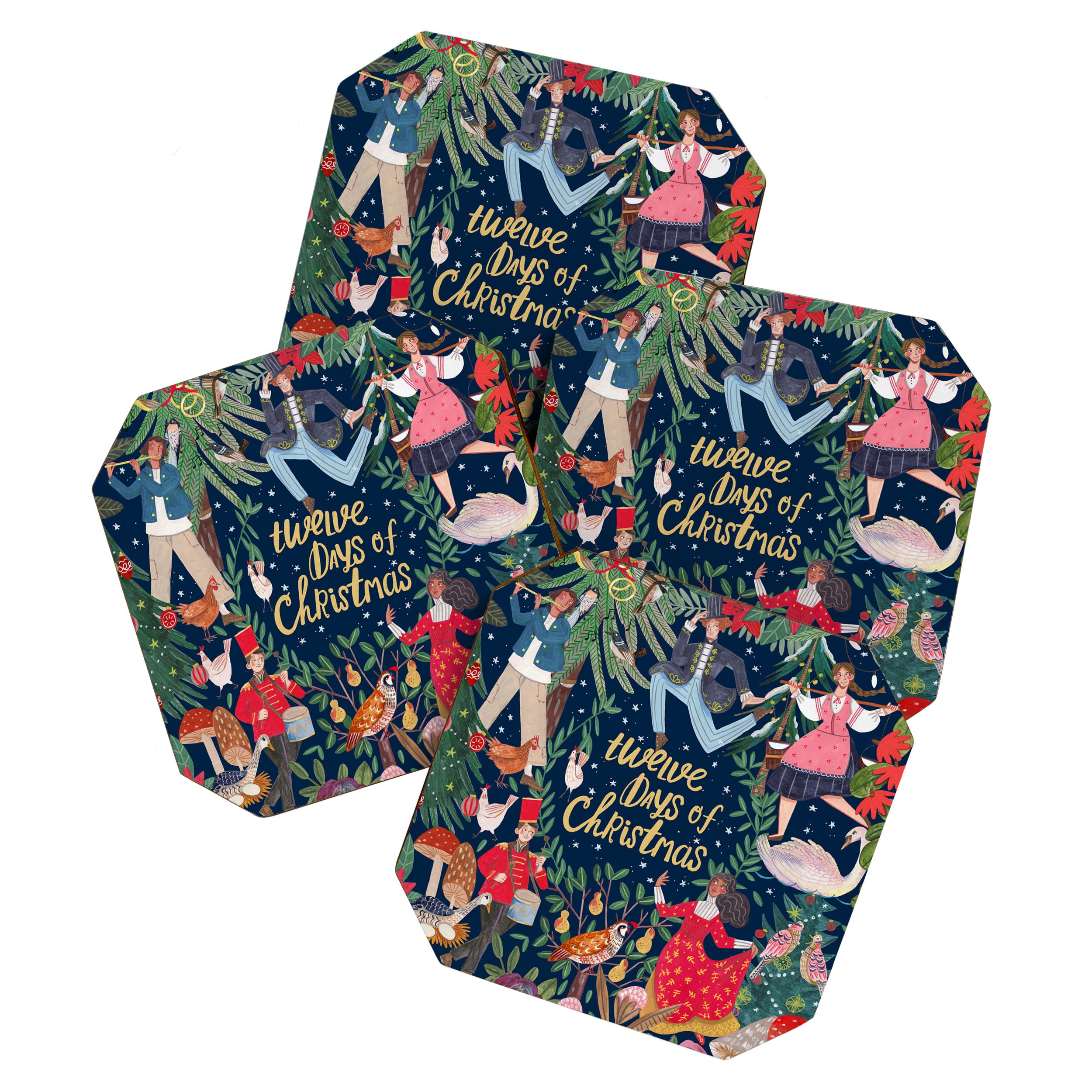 The 12 days of Christmas song illustration Coaster Gallery Image 1