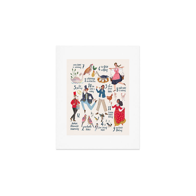 The 12 days of Christmas song illustration Art Print Gallery Image 1