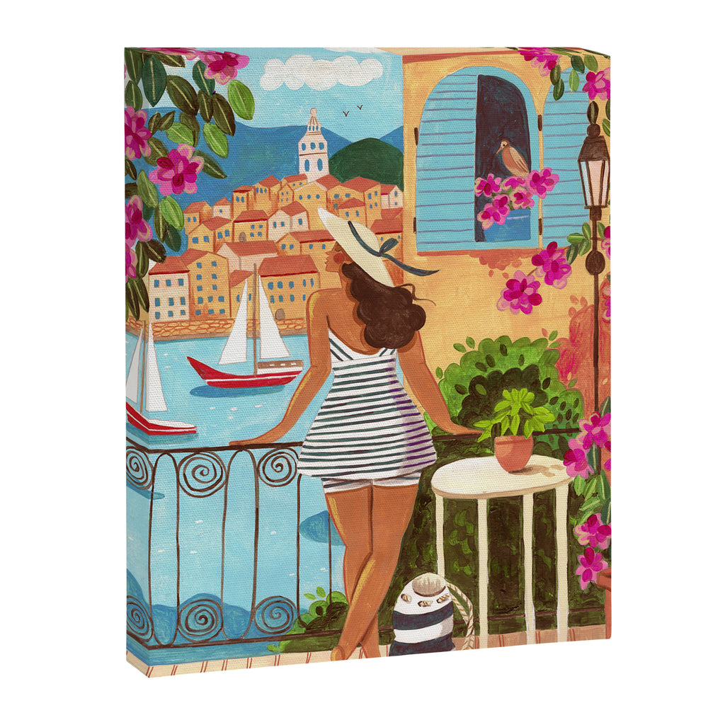 Travel poster woman in Saint-Tropez France Canvas Print Gallery Image 6