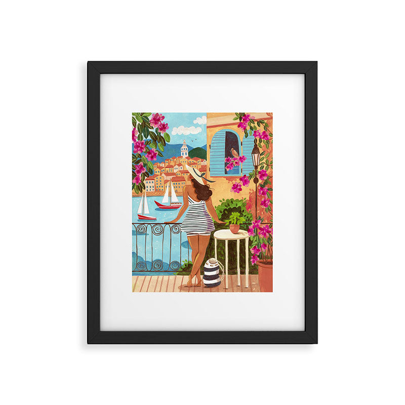 Travel poster woman in Saint-Tropez France Framed Art Print Gallery Image 5
