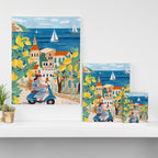 Travel poster woman on the Amalfi coast Italy Canvas Print Gallery Image 3