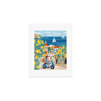 Travel poster woman on the Amalfi coast Italy Art Print Gallery Image 1