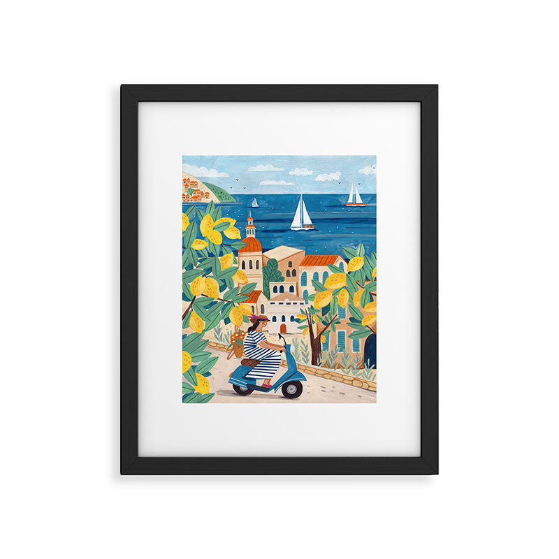 Travel poster woman on the Amalfi coast Italy Framed Art Print Gallery Image 4