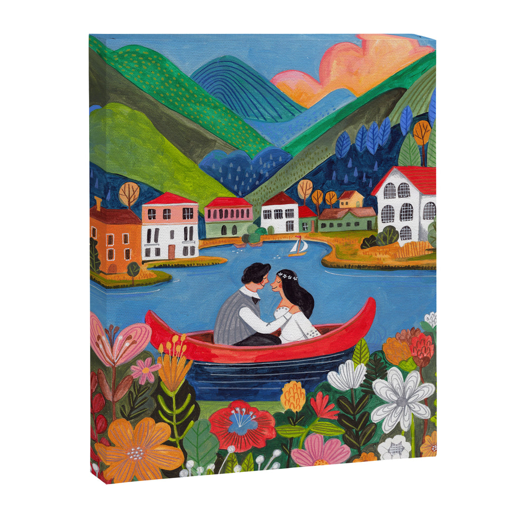 Wedding boat in mountain landscape Canvas Print Gallery Image 6