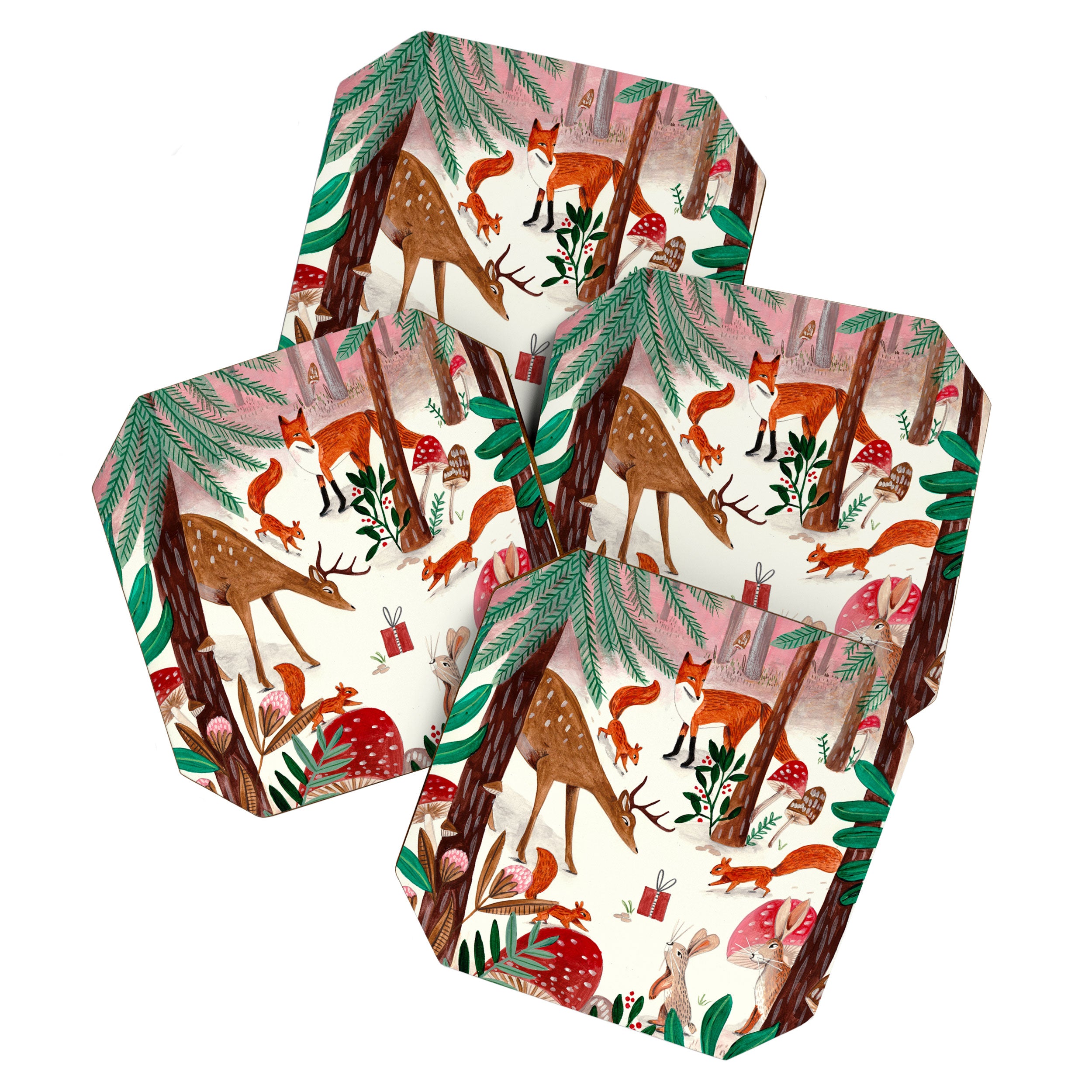 Whimsical woodland enchanted forest animals Coaster Gallery Image 1