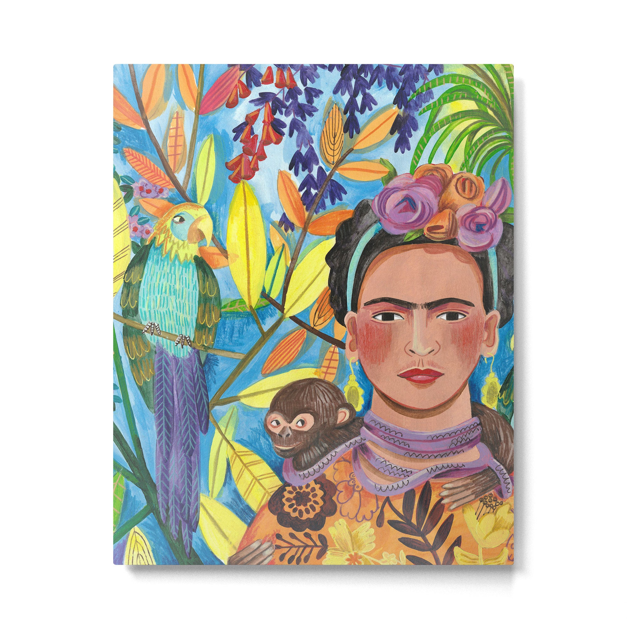 Woman and her parrots Metal Print Gallery Image 6