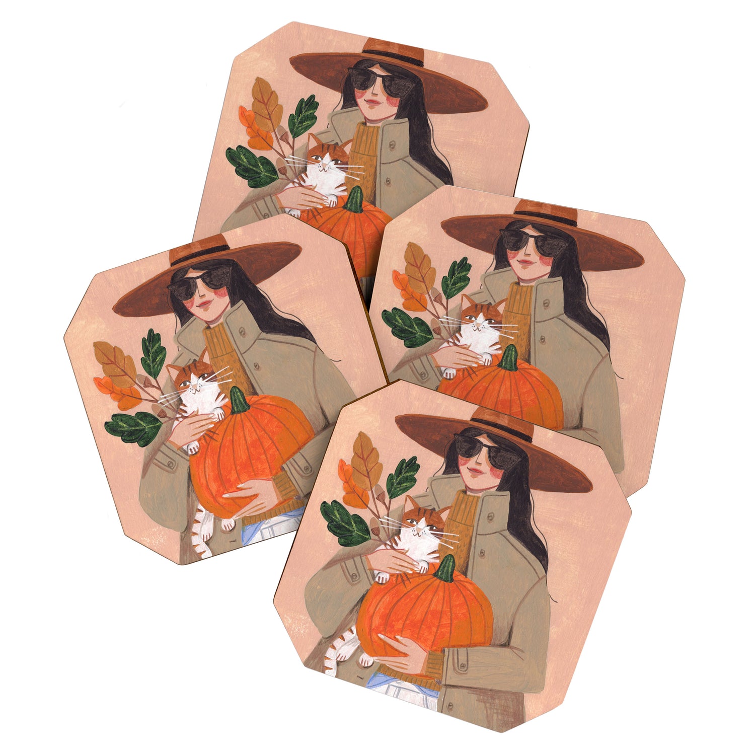 Woman in autumn in warm earth tones Coaster Gallery Image 1